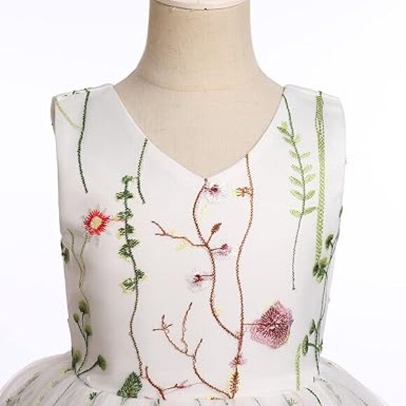 Idopip Flower Girl Lace Dress Size 9-10Y White Bridesmaid Wedding Maxi Party. - Picture 3 of 5